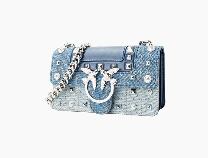 Pinko 19春夏新款小号牛仔铆钉燕子包