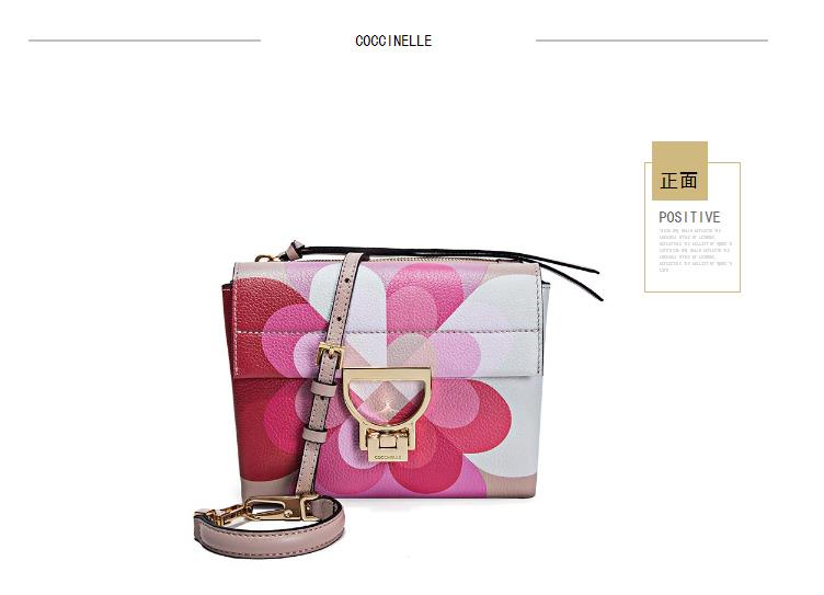 COCCINELLE 红色爱心荔枝纹印花手提单肩斜挎包