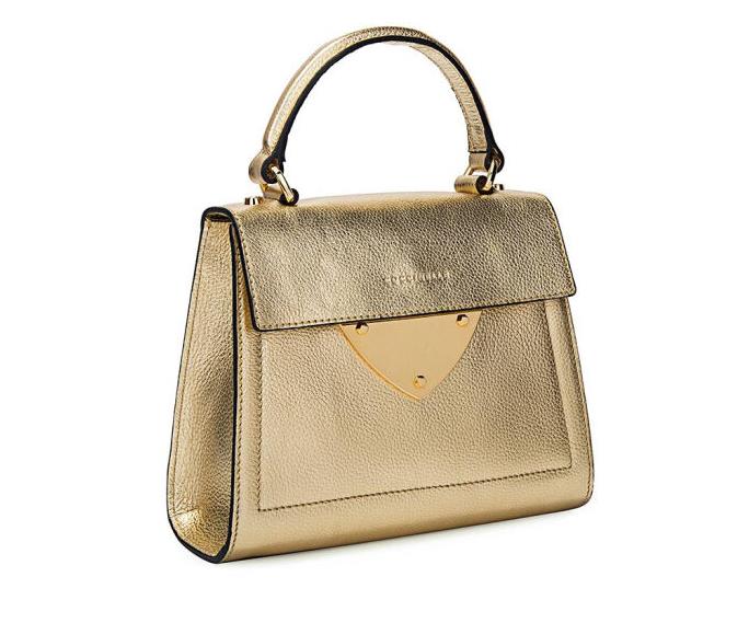 COCCINELLE 金色牛皮荔枝纹小巧手提单肩包