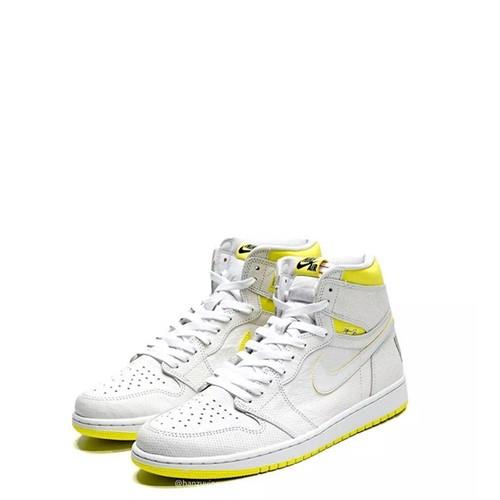 Nike Air Jordan 乔丹1高帮运动鞋 白/黄色 575441-170